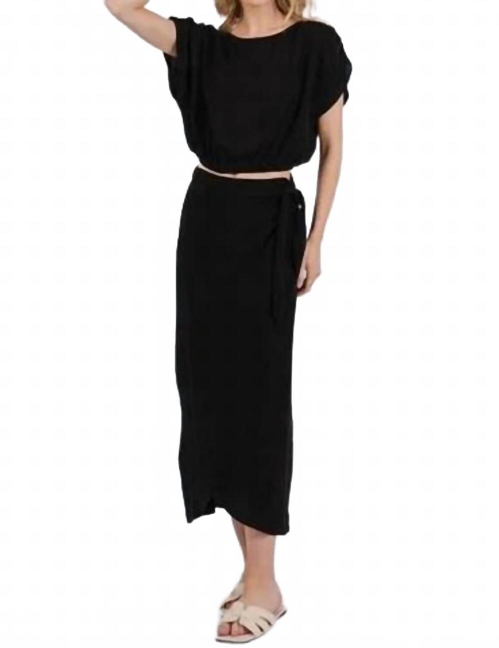 NEW FINAL TOUCH aria drop shoulder elastic waist blouse in black